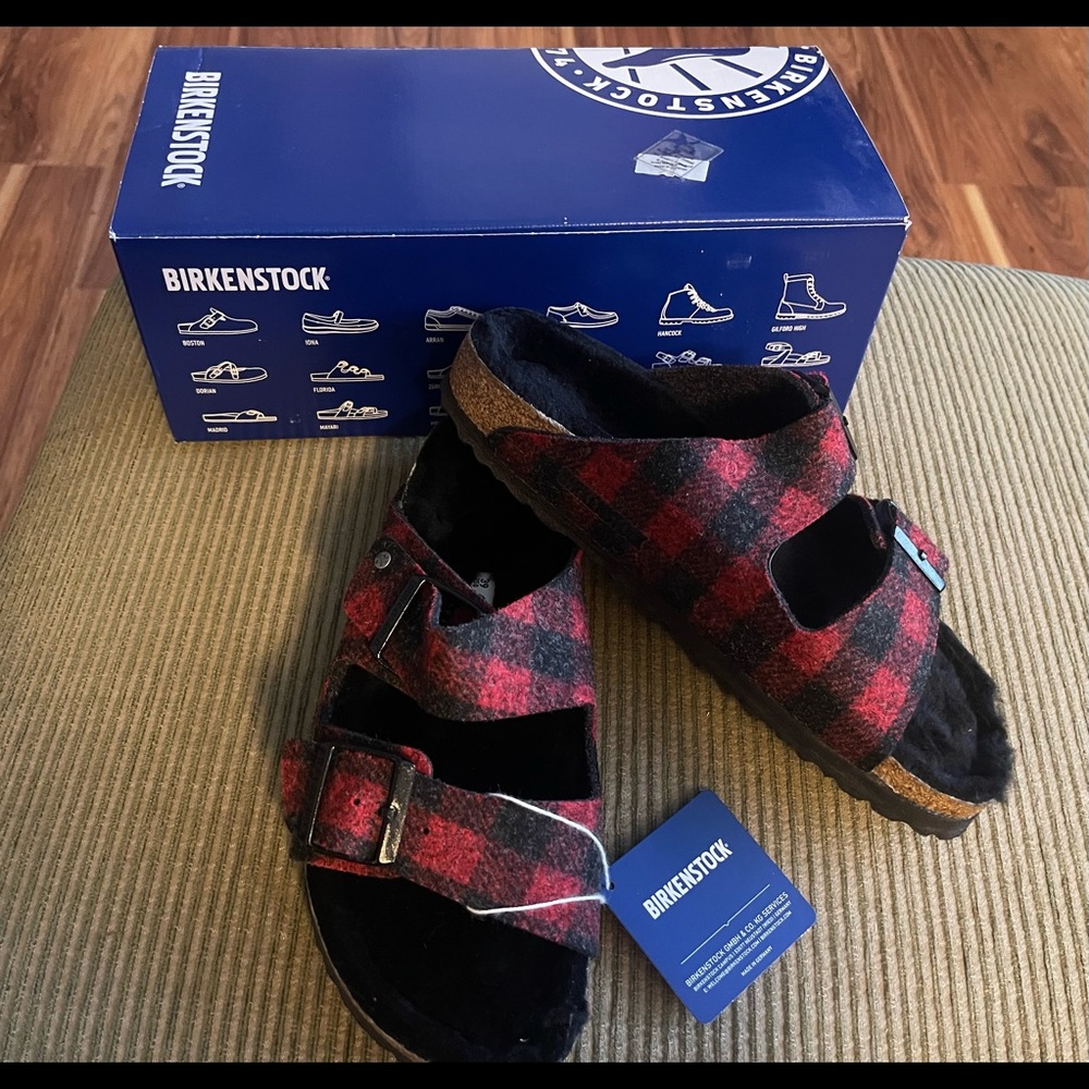 NWT Birkenstock -Arizona-red plaid